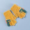Guantes de Punto de Felpa Cálidos para Niños con Diseño de Dinosaurio Pequeño, Guantes de Invierno de Dedos Completos para Estudiantes, Guantes Cálidos para Niños