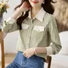 Toma Real de Ropa Femenina de Comercio Exterior: Elegante Casual Otoño Nueva Moda Femenina Camisa de Gasa con Cuello, Cárdigan, Camisa, Camisa Básica