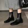 Estas botas son silenciosas~ botas estilizadas versátiles para ir al trabajo, colección otoño e invierno 2026, tacón medio grueso, punta cuadrada, botines elásticos ajustados a la pierna para mujer