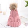Sombrero de Invierno para Mujer Estilo Coreano Sombrero de Lana Casual para Niños Sombrero con Bola de Felpa de Terciopelo Otoño e Invierno Engrosado Padre-Hijo Sombrero Tejido Negro