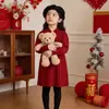 Fábrica de roupas infantis outono nova chegada vestido crianças MDD Roupas de Ano Novo estilo chinês saudações de Ano Novo roupas de tricô menina princesa
