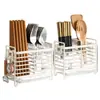 Soporte para Palillos, Caja de Almacenamiento para Palillos, Estante de Almacenamiento para Cocina, Jaula para Palillos Montada en Pared, Estante Escurridor para Cucharas y Utensilios, Encimera, No Requiere Instalación