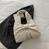Bolso de Hombro Transfronterizo Bolsa de Ropa de Algodón Nuevo Tendencia Otoño e Invierno para Mujer Bordado de Hilo de Rombo Bolso Tote de Gran Capacidad Bolso de Hombro Casual