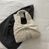 Bolso de Hombro Transfronterizo Bolsa de Ropa de Algodón Nuevo Tendencia Otoño e Invierno para Mujer Bordado de Hilo de Rombo Bolso Tote de Gran Capacidad Bolso de Hombro Casual