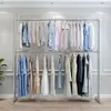 Tubo de Agua Engrosado Tubo Galvanizado Tendedero de Ropa de Pie Vertical Doble Capa Colgador de Ropa Interior Barra para Ropa de Balcón Barra Única Metabo