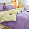 Juego de Ropa de Cama de Tres Piezas de Algodón Puro de Color Sólido para Exportación Transfronteriza, Uso en Hogar y Dormitorio, Juego de Ropa de Cama de Cuatro Piezas de Algodón Puro Teñido en Hilo Hecho a Medida de Fábrica