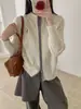 Cárdigan de punto 100% lana pura para mujer, otoño e invierno, cuello redondo, manga larga, tejido de ochos, suéter bordado, top versátil