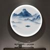 Nova pintura decorativa de varanda em estilo chinês redonda com pintura luminosa de luz Zen paisagem sala de chá mural sala de estar fundo pintura de parede