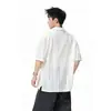 Camisa com Gola Cubana Vazada Estilo Old Money para Homens e Mulheres, Camisa de Manga Curta com Design High Street de Verão, Top Vintage Solto de Meia Manga