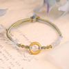 Pulseira com fivela de segurança em ouro de areia antiga para mulheres, simples, elegante, fivela azul e dourada, segurança, pulseira de corda trançada feita à mão, ajustável