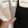 Corea del Sur Dongdaemun Glalalane Calcetines de Algodón de Tubo Alto para Mujer Importados con Diseño Trenzado, Color Sólido, Calcetines Caídos a la Altura de la Pantorrilla
