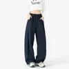 Calça Jogger Cinza Pesada Corte Assimétrico Tendência Americana Marca Customizada Perna Reta Caimento Solto Unissex Outono Perna Larga Esportiva Cas