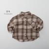 Camisa Infantil de Algodão Xadrez de Manga Comprida Estilo Coreano 2026 Novo Outono Casual Versátil Tops para Meninos e Meninas Roupas Infantis