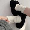 Calcetines Transpirables de Doble Costura Holgados de Boca Ancha de Caña Alta para Mujer Estilo Primavera y Otoño Pierna Recta de Moda Calcetines Blancos de Tubo Largo para Mujer Color Puro de Punto