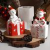 Muñeco de nieve Hombre mayor Alce Lazo Caja de regalo Vela de aromaterapia Molde de silicona Pegamento Caja de regalo DIY Mortero de yeso