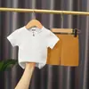 Conjunto de Shorts de Manga Corta de Algodón y Lino de Verano para Niños, Bebé, Color Puro, Doble Capa de Gasa de Algodón, Estilo Chino, Traje Holgado de Dos Piezas