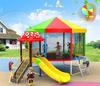 Trampolim infantil grande quadrado para comunidade interna e externa com corrimão cama de salto redonda equipamento de diversão