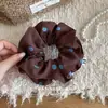 Scrunchie de Design Único, Acessório de Cabelo Versátil, Simples e Suave, Elástico de Cabelo Elegante, Série Retro Cor Café