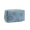 Han Feng Bolsa de Maquillaje Smiley de Pana Gruesa Estampada con Sonrisas Portátil para Viaje Bolsa de Almacenamiento para Lavar Bolsa Ligera