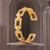 Pulsera Abierta de Cadena con Corte Geométrico Exagerado de Rueda de la Fortuna Acero Inoxidable Chapado en Oro de 18 Quilates Joyería Estilo Europeo y Americano Venta al por Mayor