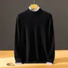 Bai Cai Rong Nueva Colección Otoño/Invierno 2026: Suéter de Cachemira para Hombre, Cuello Redondo, Casual de Negocios, Color Sólido, Top de Manga Larga