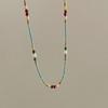 Collar de Piedra Natural Morada 2024 Hecho a Mano con Cuentas Primavera para Mujer Romántico Francés Fresco Nicho Cadena Lana