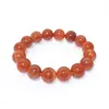 Pulseira de Ágata com Padrão de Dragão Vermelho Natural para Homens e Mulheres, Círculo Único de Contas Redondas, Padrão de Escamas de Dragão para o Ano de Nascimento, Pulseira da Sorte, Fornecimento no Atacado