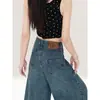 Jeans de cintura alta estilo retrô americano para mulheres, novo estilo verão 2026, soltos e finos, calças cropped de perna larga retas para baixinhas