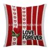 Elementos de Cuadros de Corazones Rosas y Letras Atmósfera del Día de San Valentín Funda de Almohada Estampada 2D Anti-Bordado Cojín para Sofá de Sala de Estar