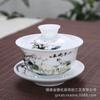 Tigela grande de porcelana branca de alta qualidade com tampa de 3,8 polegadas conjunto de chá de cerâmica conjunto de chá azul e branco de três peças tigela de chá em estoque