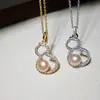 Aretes con Agujas de Plata S925, Perlas de Agua Dulce (Fulu) 6-7mm, Set de Calabaza Pequeña, Perlas Blancas, Circonita, Elegante