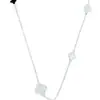 Collar de Trébol de Cuatro Hojas Colorido de la Suerte en Plata de Ley 925 Diseño de Lujo Accesible de Nicho Cadena para Clavícula Estilo Fresco Ins de Gama Alta para Mujeres