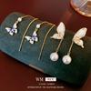 Pendientes de Plata con Baño de Oro Real de 14K, Aguja de Plata, Borla de Mariposa, Pendientes de Moda con Sentido de Diseño Elegante, Pendientes de Lujo Ligero con Sentido Avanzado