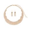 Conjunto de 2 piezas de pendientes con borlas rectangulares con incrustaciones de diamantes europeos y americanos, collar ligero de lujo de alta clase con temperamento de nicho y clavícula para mujer