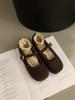 Sapatos Mary Jane Femininos Lan Gui com Forro de Lã 2026 Outono/Inverno Novo Estilo Sapatos Peludos Estilo Chanel para Mulheres, Sapatos Quentes de Algodão para Uso Externo