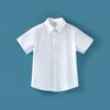 Uniforme escolar para niños de color sólido, camisa blanca de manga corta, ropa de rendimiento para bebés, top informal de algodón de estilo universitario para niñas
