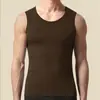 Chaleco Térmico para Hombre Cuello Redondo Sin Costuras Terciopelo Fino Corte Ajustado Terciopelo Doble Cara Sencillo Color Puro Ropa Interior Capa Base Otoño e Invierno Alemán