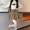 Falda de Pana Blanco Leche para Mujer, Diseño Otoño e Invierno, Falda Plisada de Cintura Alta, Anti-Exposición, Falda Pequeña de Corte A