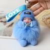 Colgante de bola de pelo de zorro real, lindo muñeco de peluche, llavero para coche, accesorios, bolso, adornos, muñeco durmiente