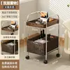 Carrito de Segunda Mano Mesa Auxiliar Móvil Estante de Almacenamiento para Snacks Mesa de Café con Ruedas Estante de Almacenamiento de Ratán Retro Madera Maciza