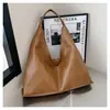 Bolso de Hombro Minimalista de Color Sólido Estilo Coreano, Gran Capacidad, Piel Suave, Estilo Holgado para Mujer