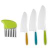 Utensilios de cuchillo de fruta de plástico no lastiman las manos jardín de infancia educación temprana especial juguete para niños juego de cuchillos de cocina fruta juego de tres piezas