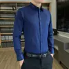 Camisa Lisa de Manga Larga para Hombre Directo de Fábrica Negocios Primavera Otoño Camisa Profesional Cuello de Solapa Corte Ajustado Camisa Blanca Hombre 5619