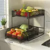 Estante de Almacenamiento de Cesta para Verduras de Cocina para Verduras de Piso Multicapa Mesa Superior Cesta de Almacenamiento de Verduras Artefacto Multifuncional de Almacenamiento de Verduras Tirar