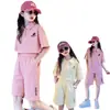 Conjunto de Camisa Polo Estilo Preppy de Verão para Meninas, Conjunto de Shorts Esportivos Soltos de Manga Curta da Moda e Estiloso para Crianças Mais Velhas