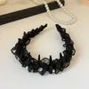 Exquisita Diadema con Peine de Malla Plisada, Diadema Versátil y Práctica para Volumen Craneal Alto, Pinza para el Cabello de Nicho para Lavarse la Cara, Accesorio para el Cabello para Mujeres