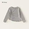 You Bao Huzhou Zhili Roupas Infantis Tops para Meninas Camisetas de Manga Longa Caneladas para Crianças Roupa Íntima para Bebês com Babados