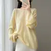 Nuevo Suéter de Punto Casual para Mujer Otoño/Invierno 2026 100% Lana Cuello Redondo Manga Larga Jacquard Hoja de Sauce Top de Cachemira