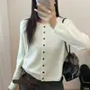Cardigã de tricô estilo coreano para mulheres, nova coleção de outono, com um elegante design de pele de guaxinim