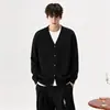 Cárdigan de Punto de Alta Calidad de Moda Diseño para Hombre Versátil Chaqueta Estilo Ligeramente Maduro Cárdigan Suéter Bloque de Color Retro Botón